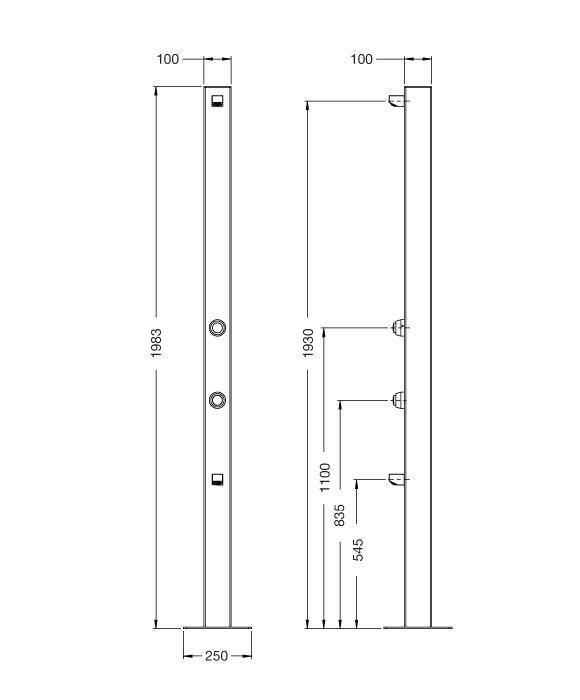 Rainware 5003 Beach Solo Commercial Outdoor Shower With Time Flow & Footwash