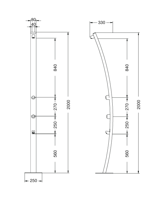 Rainware 5007 Beach Aquiline Commercial Outdoor Shower With Time Flow & Footwash