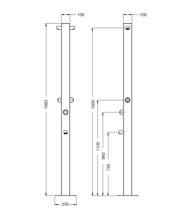 Rainware 5025 Beach Duet Commercial Outdoor Double Shower With Time Flow & Footwash