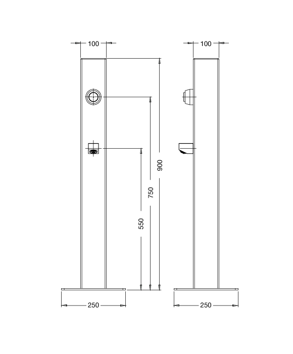 Rainware 5200 Beach Solo Commercial Outdoor Footwash Stand With Time Flow
