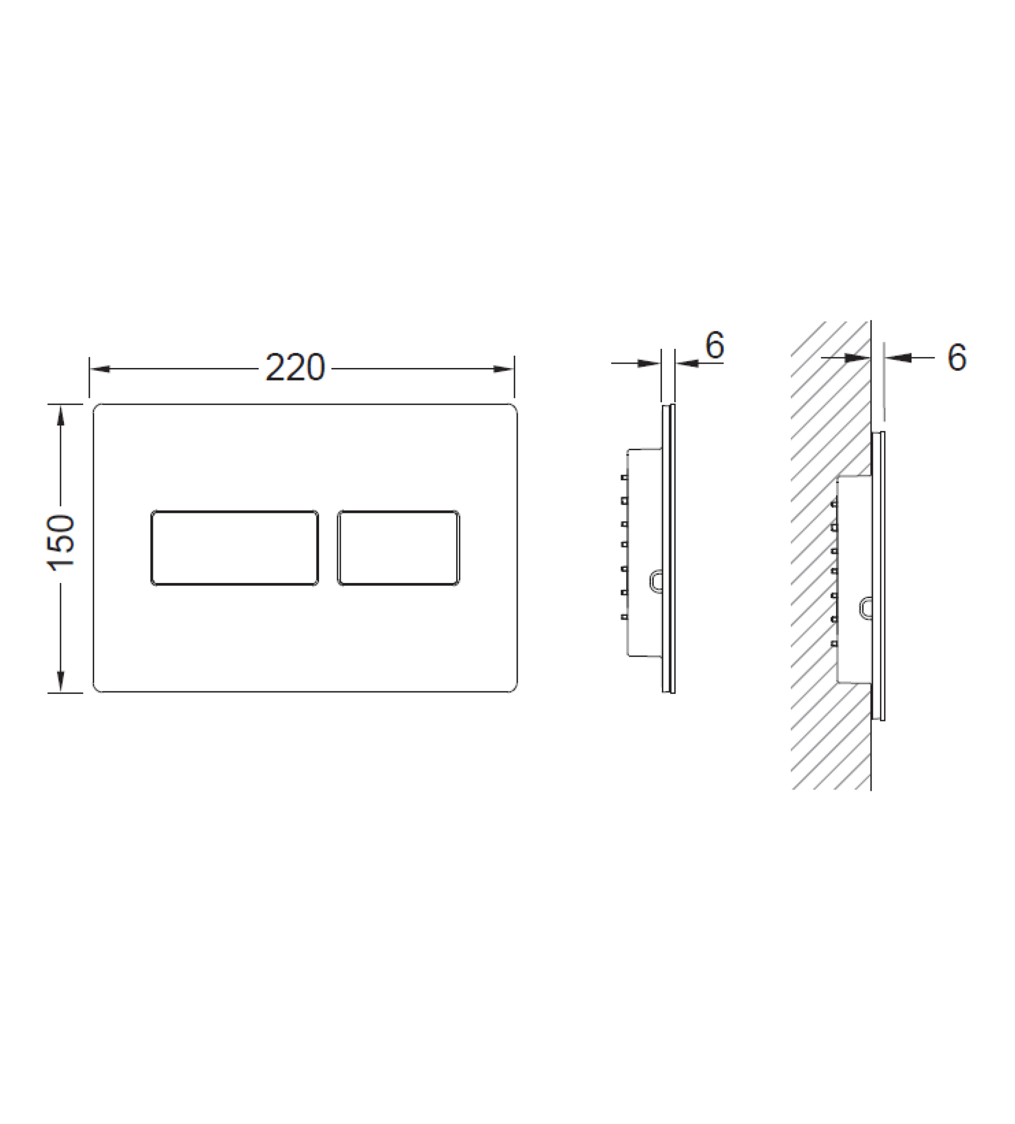 TECE Solid Flush Button, Chrome