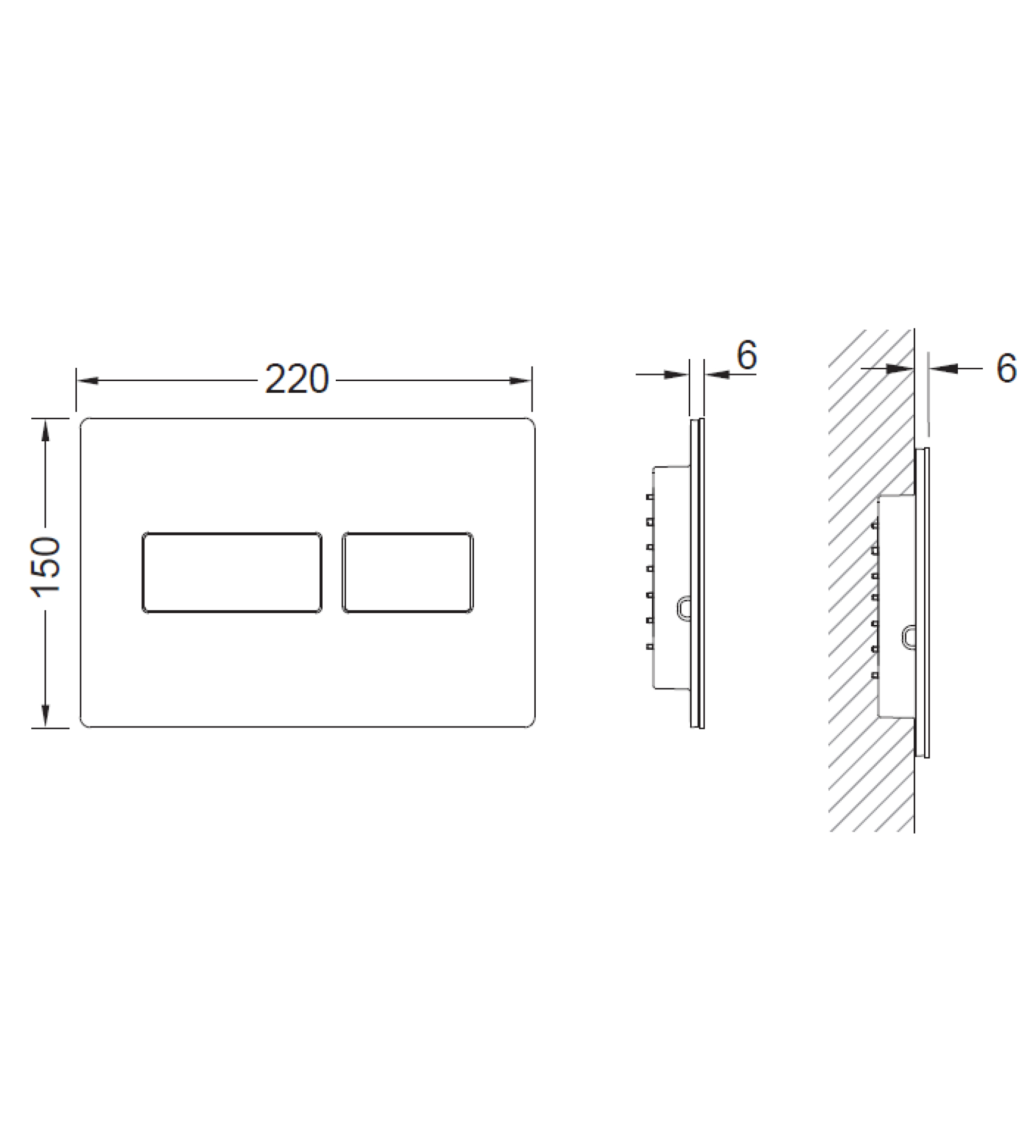 TECE Solid Flush Button, Brushed Graphite