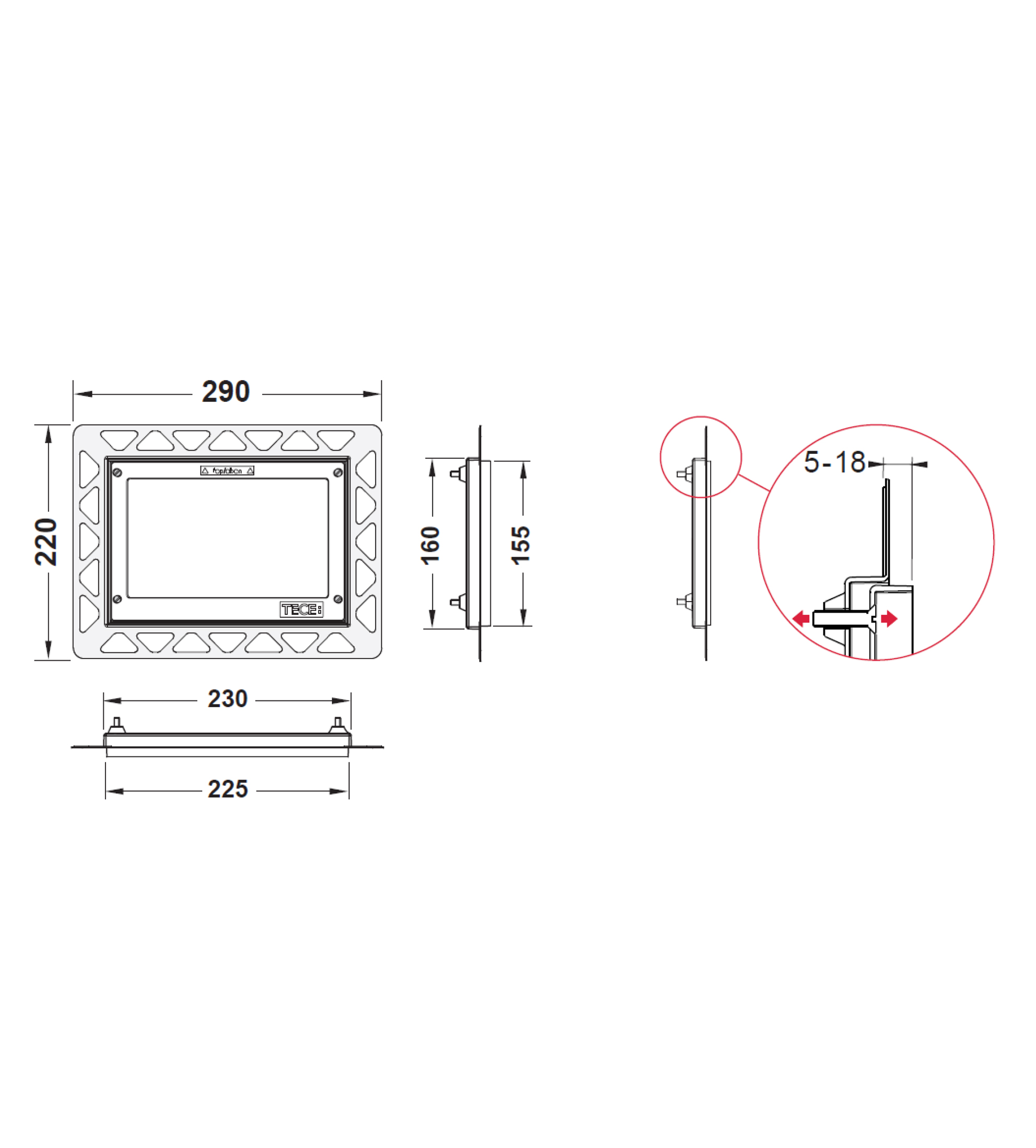 TECE Recessed Frame, Black