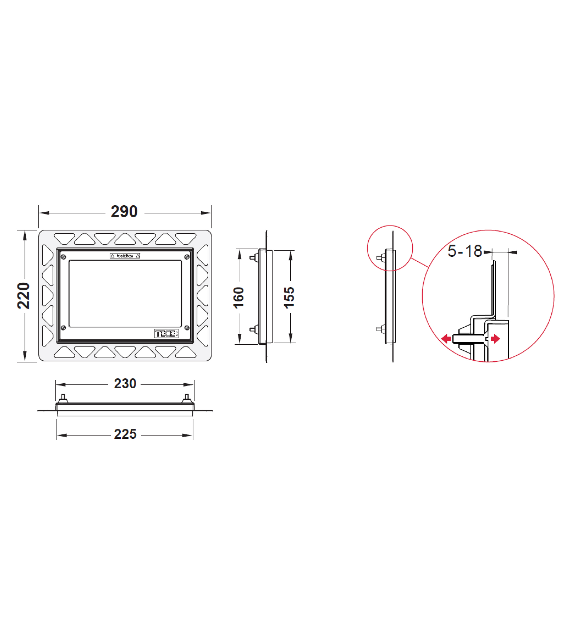 TECE Recessed Frame, Chrome