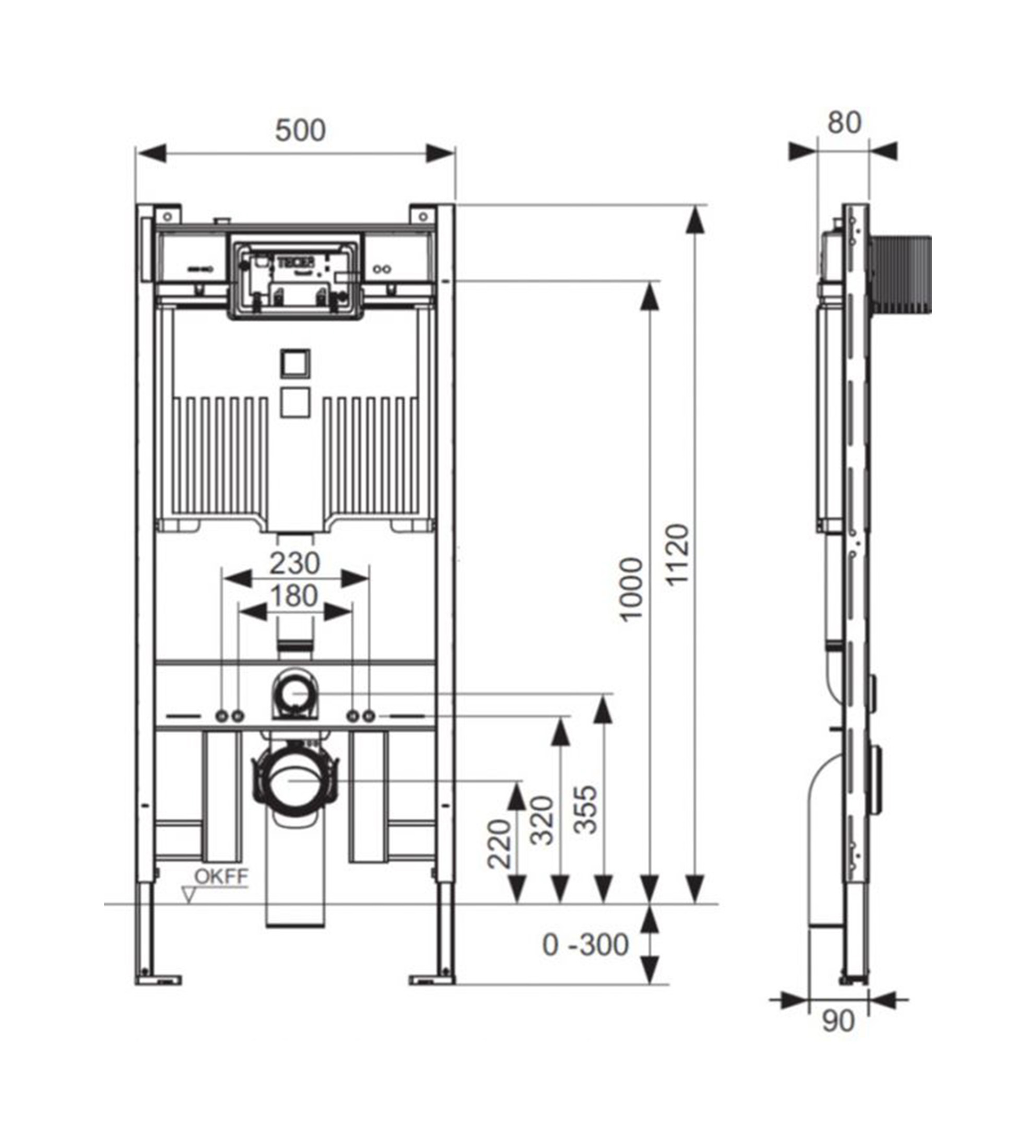 TECE 8cm Wall Hung Cistern