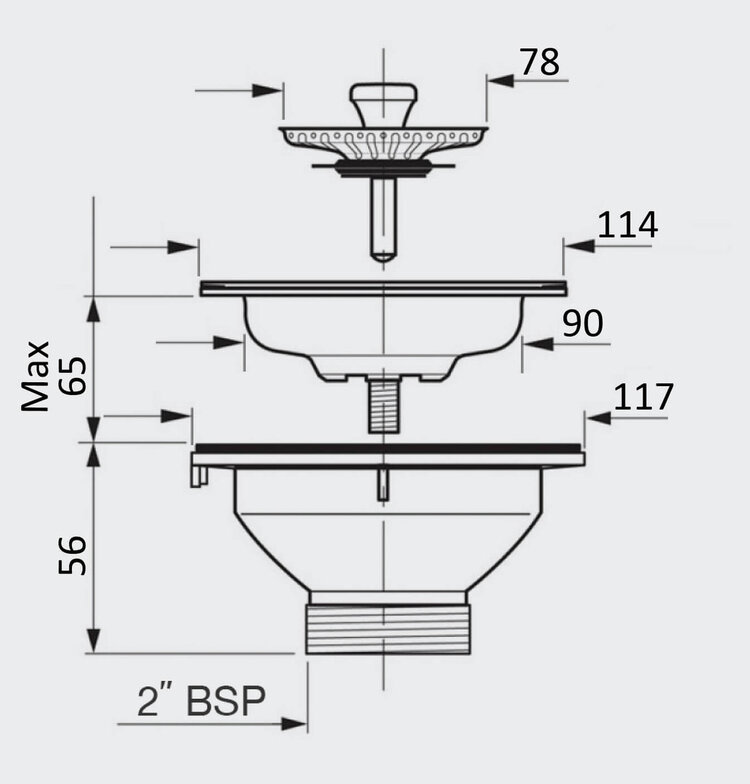 1901 90mm Basket Waste inc. 110mm Screw, Brushed Gold