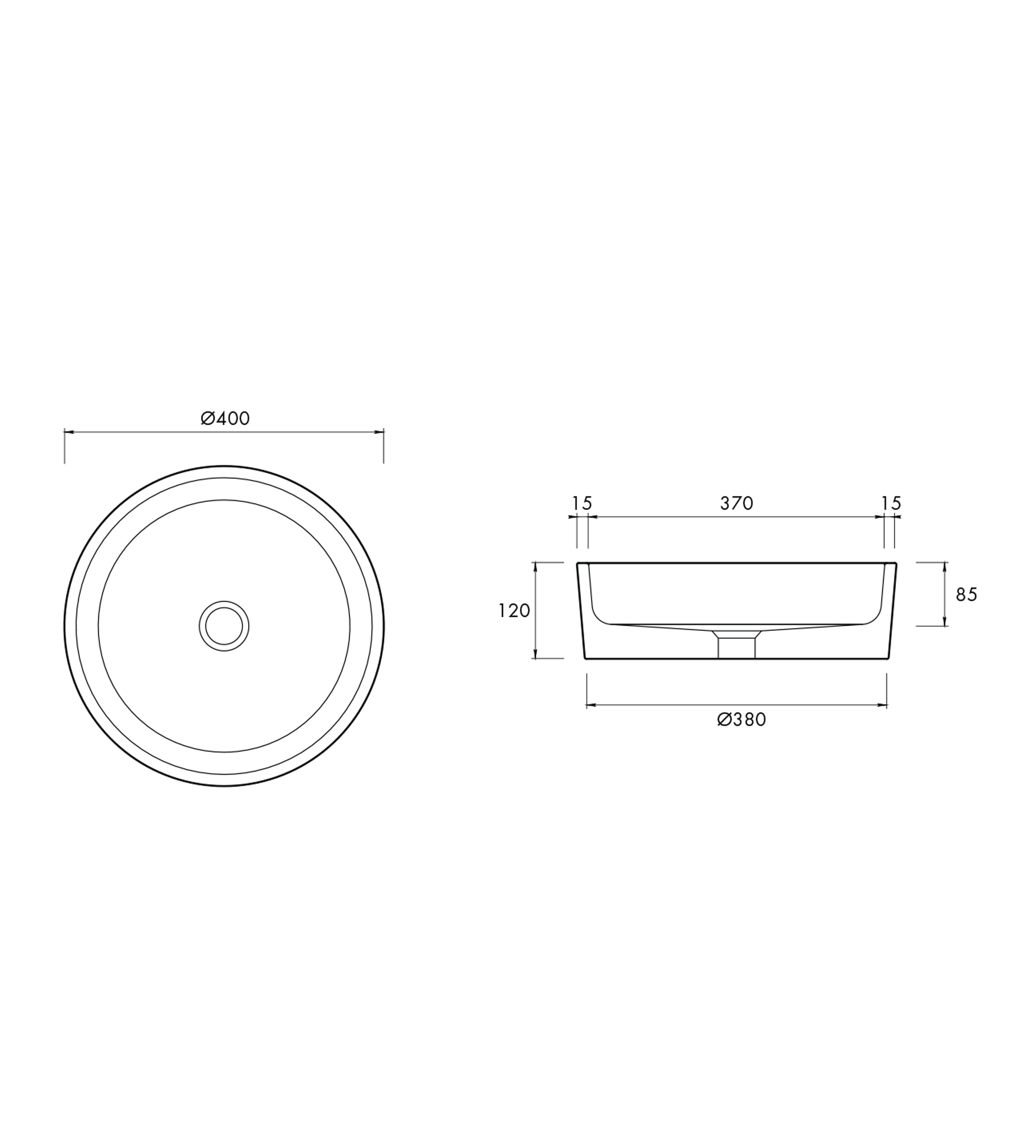 Apaiser Allegra 400mm Stone Basin