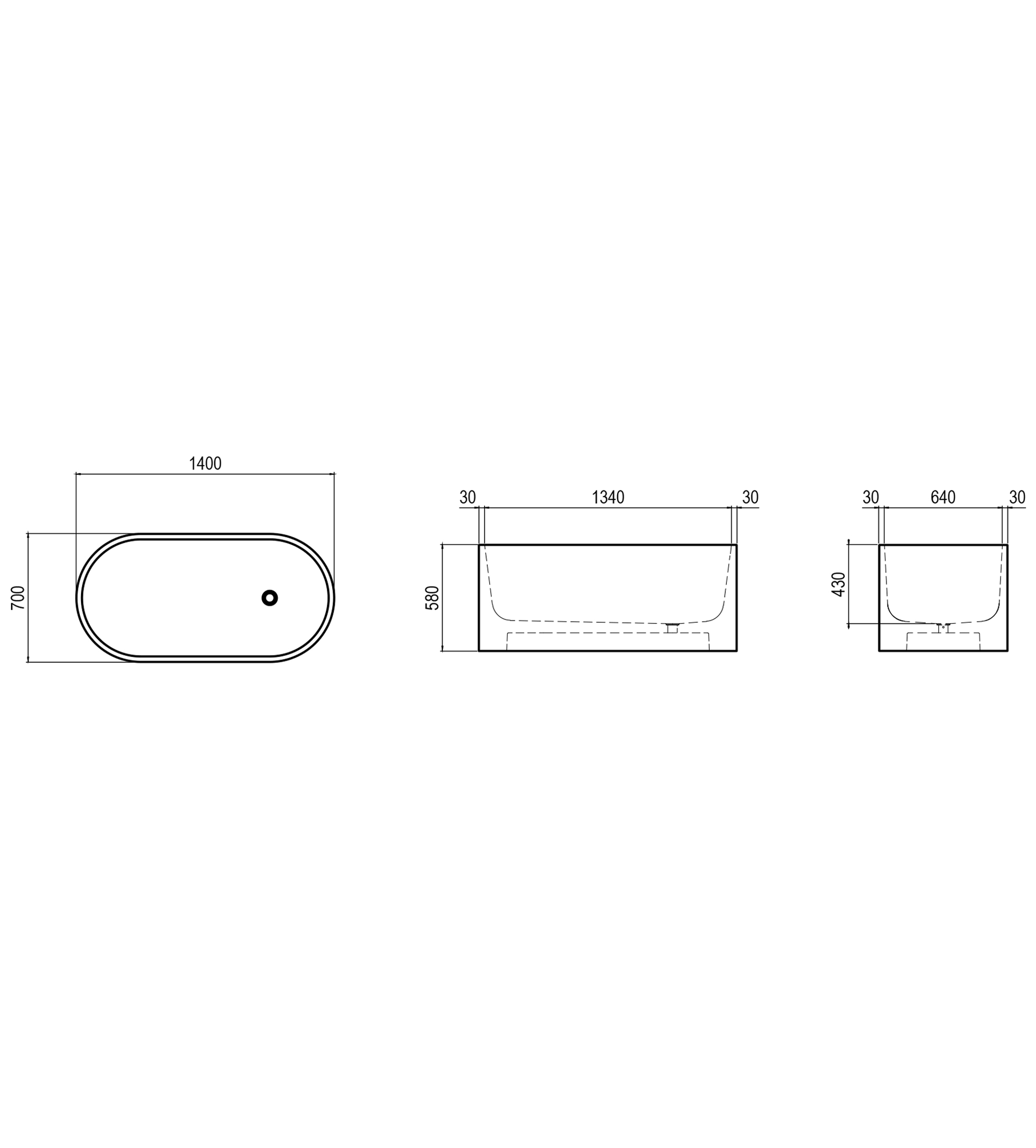 Apaiser Allegra 1400mm Stone Freestanding Bath