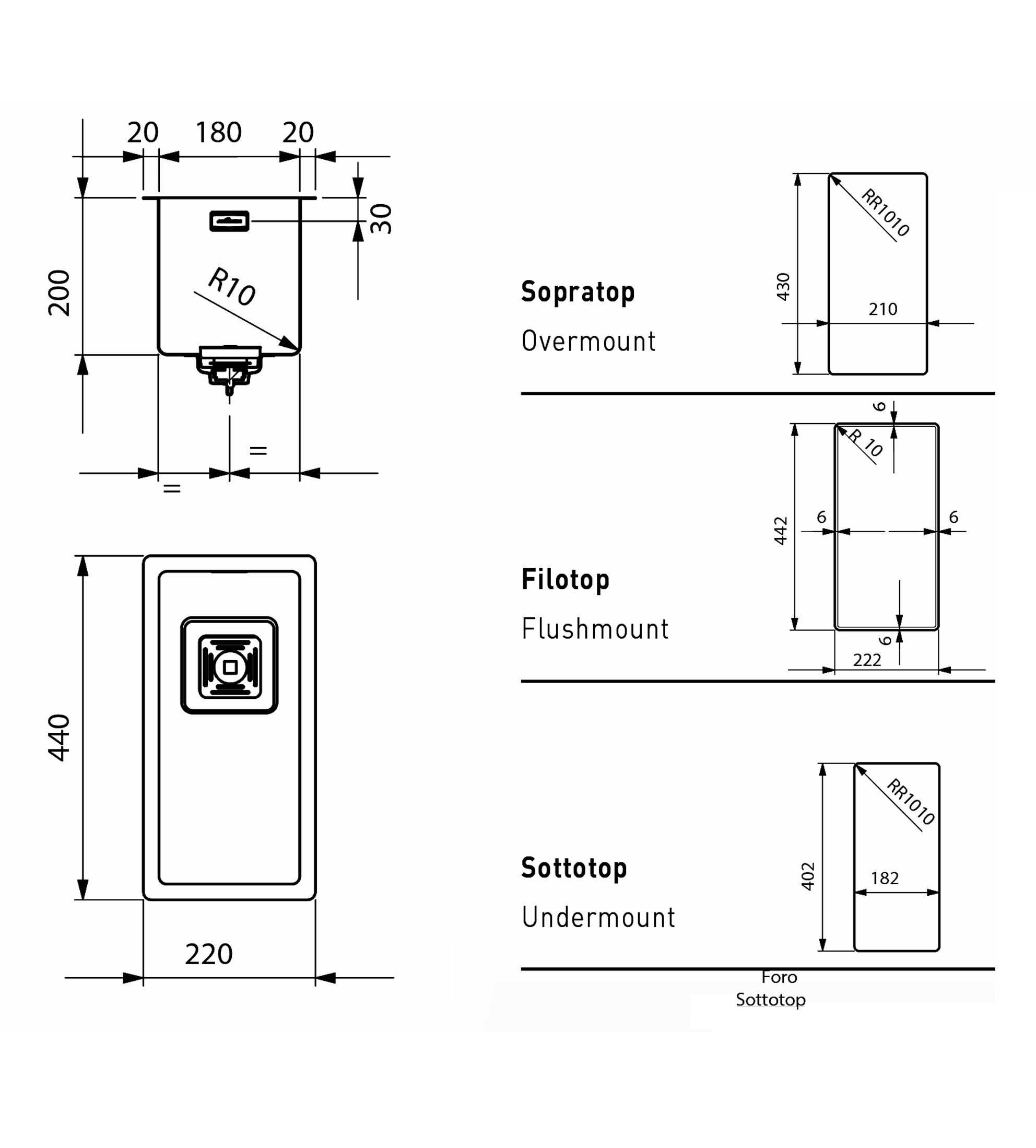 Artinox Radius 180 x 400 Single Bowl Kitchen Sink, Stainless Steel