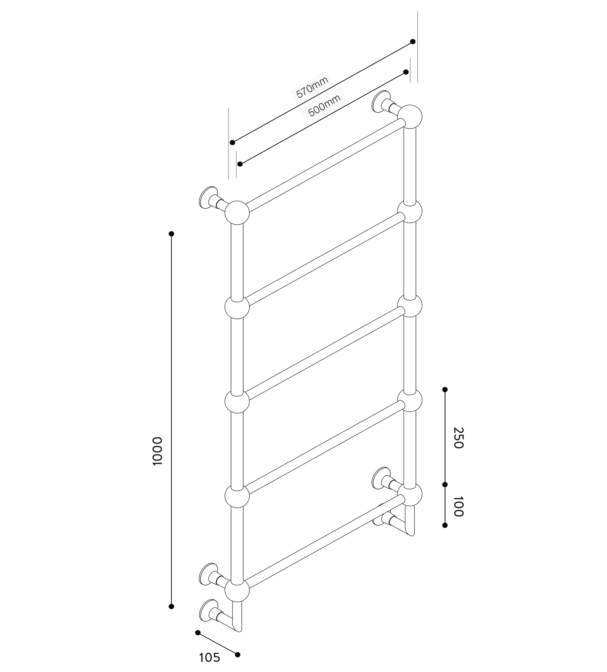Hydrotherm B Series Non-Heated Towel Rail 1000mm x 500mm