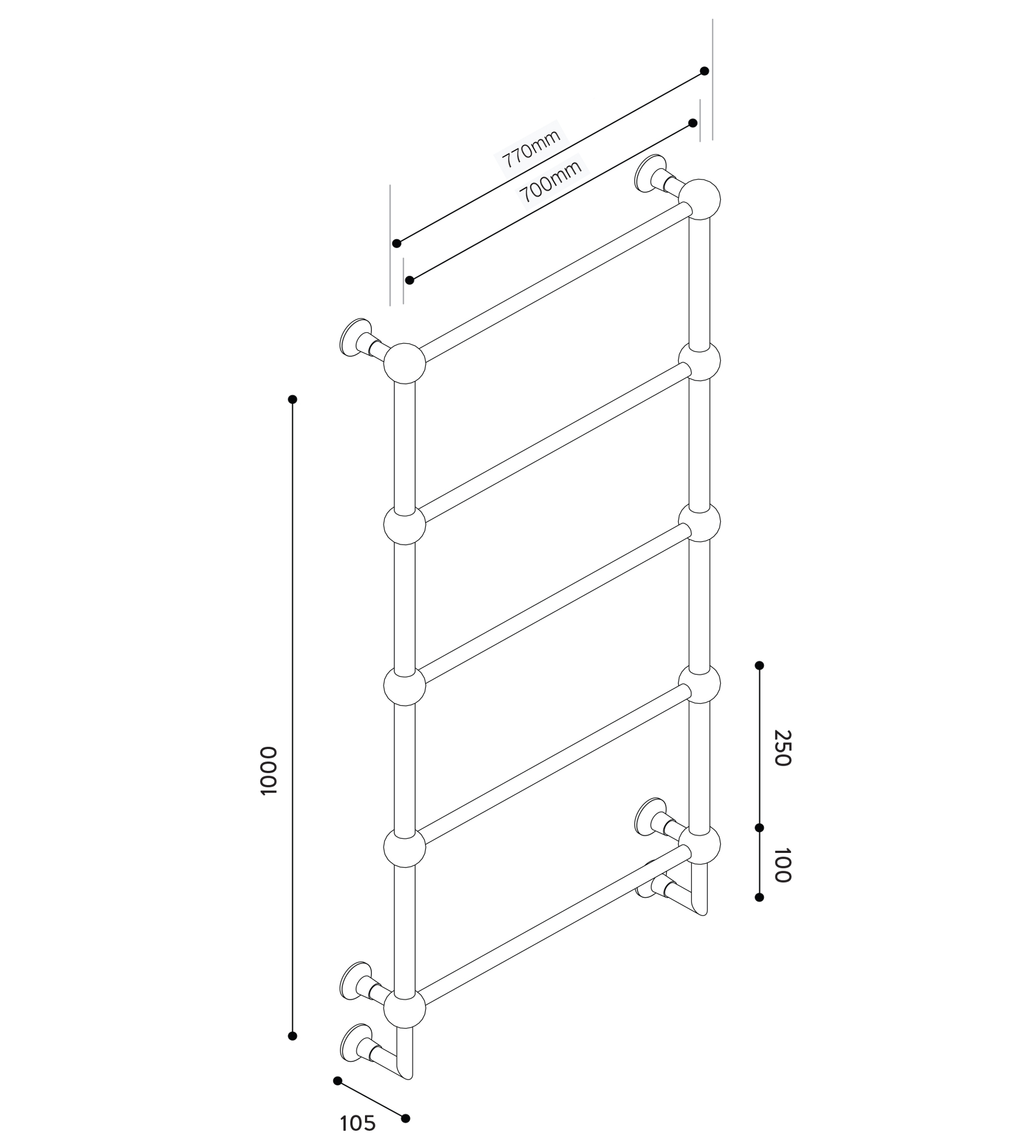 Hydrotherm B Series Non-Heated Towel Rail 1000mm x 700mm