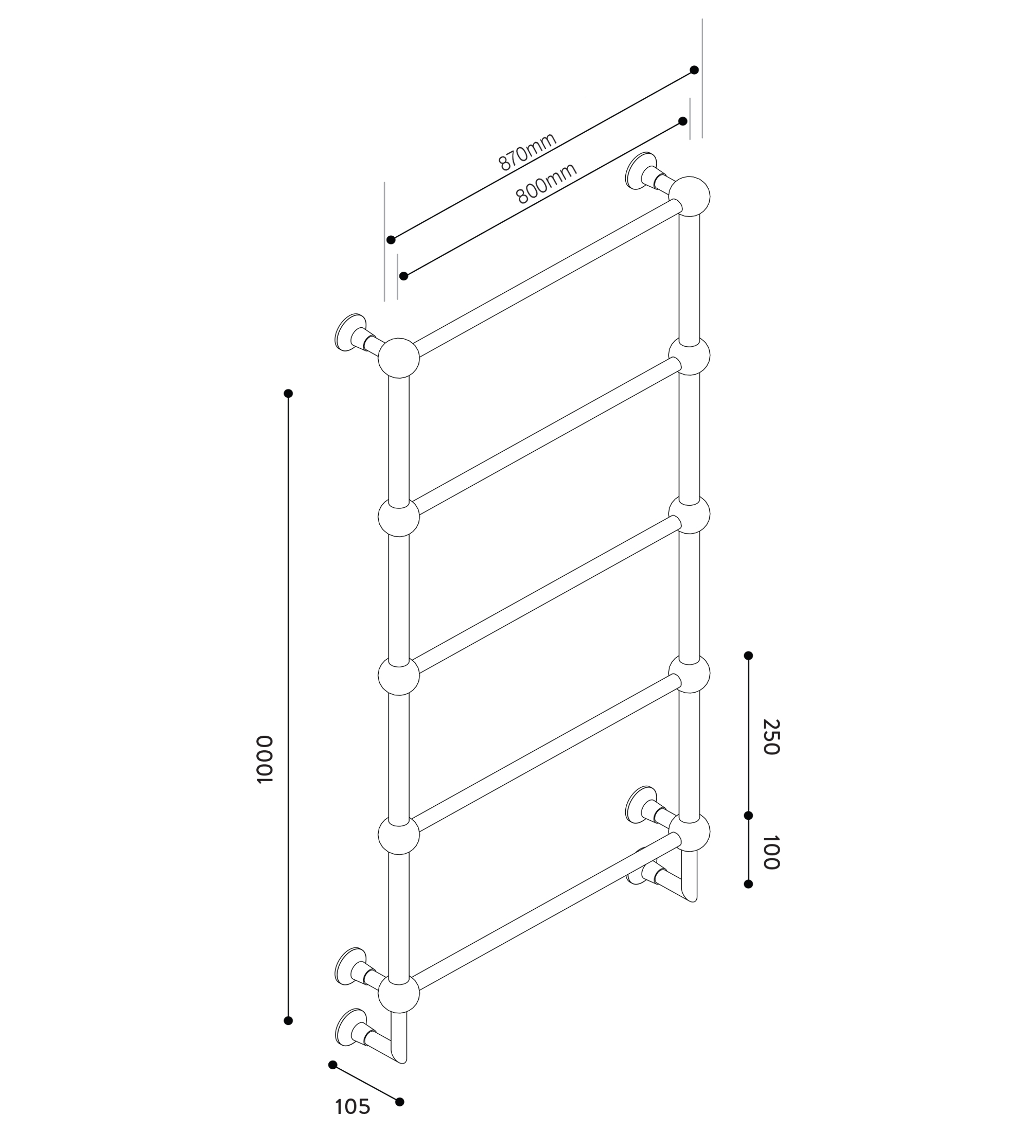 Hydrotherm B Series Non-Heated Towel Rail 1000mm x 800mm