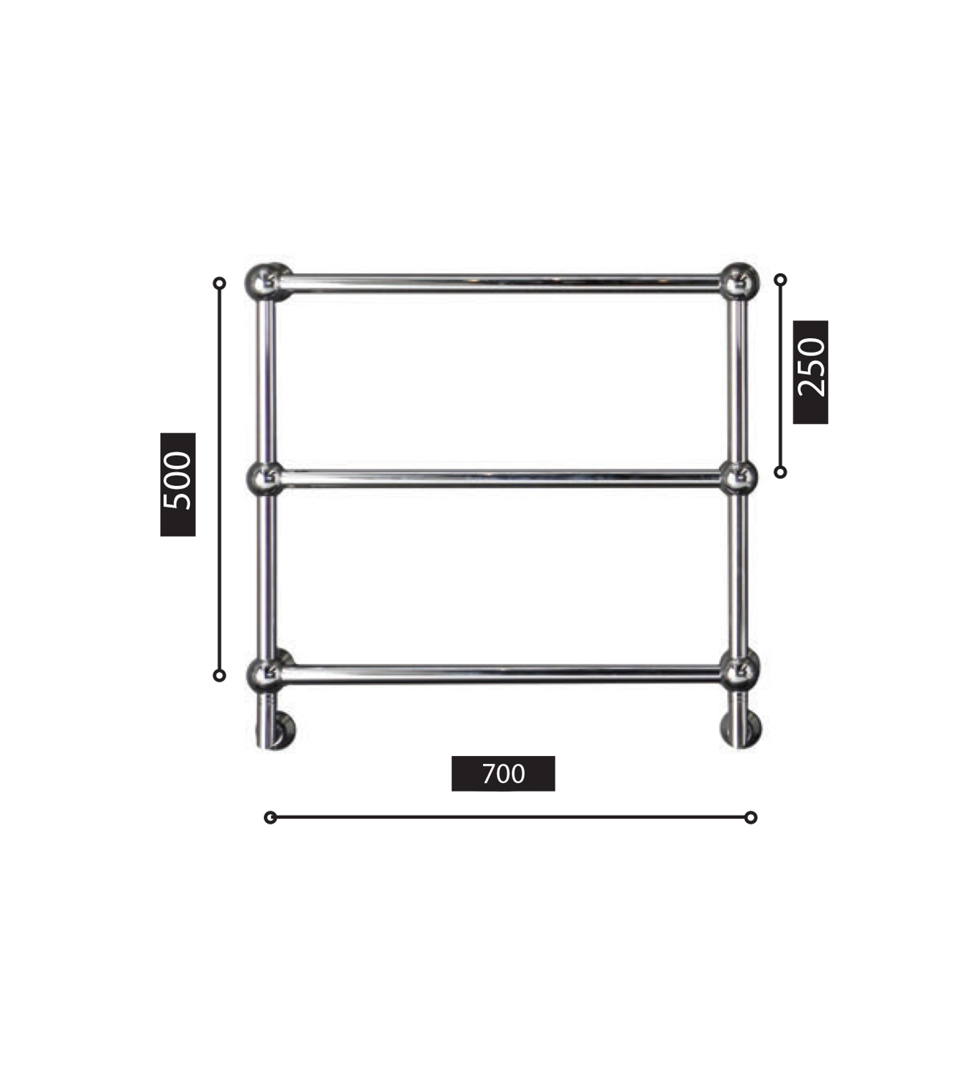 Hydrotherm B Series Mini Heated Towel Rail 500mm x 700mm