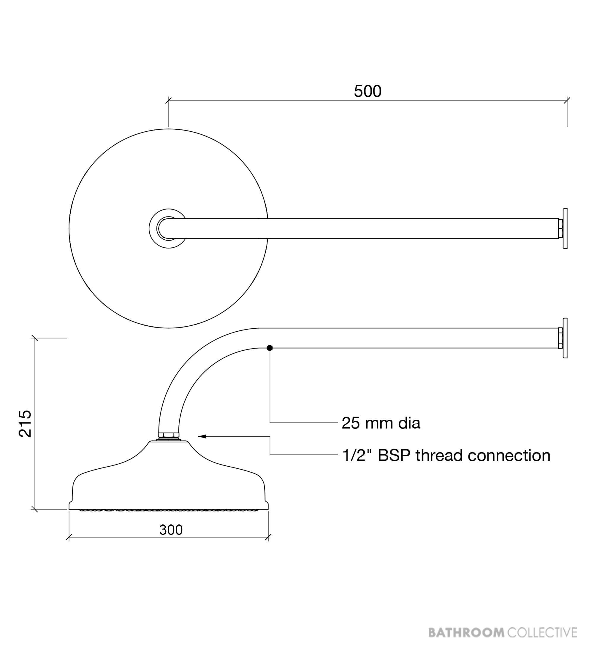 Brooklyn Copper Co Valla Outdoor Shower, Solid Copper or Brass