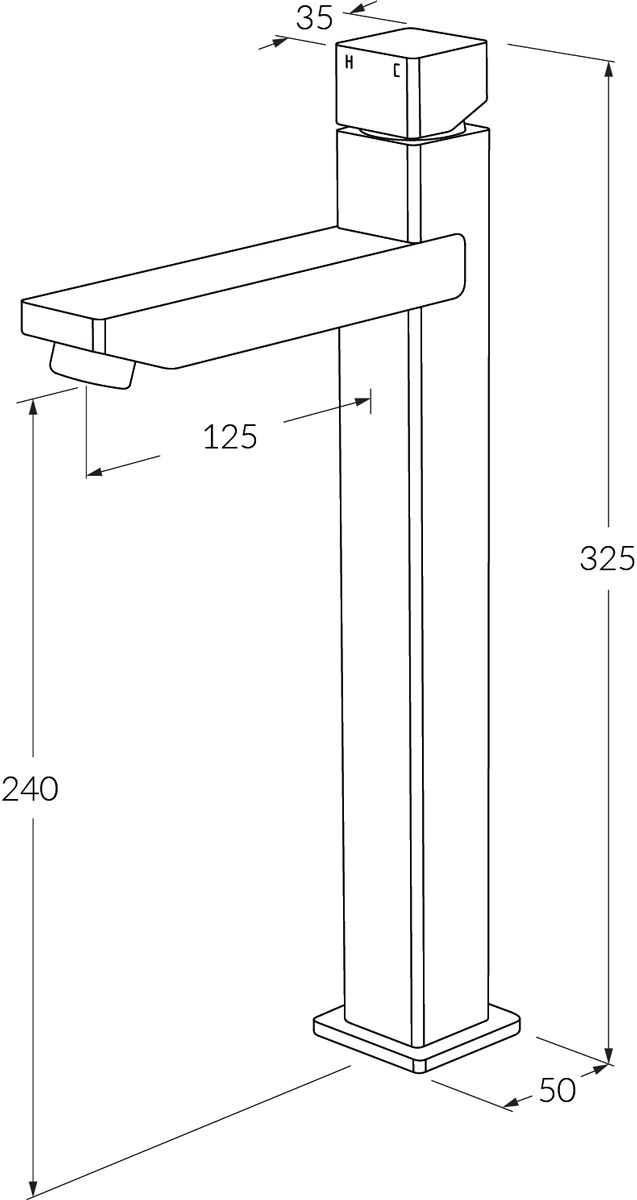 Sussex Suba Extended Basin Mixer 125mm Outlet