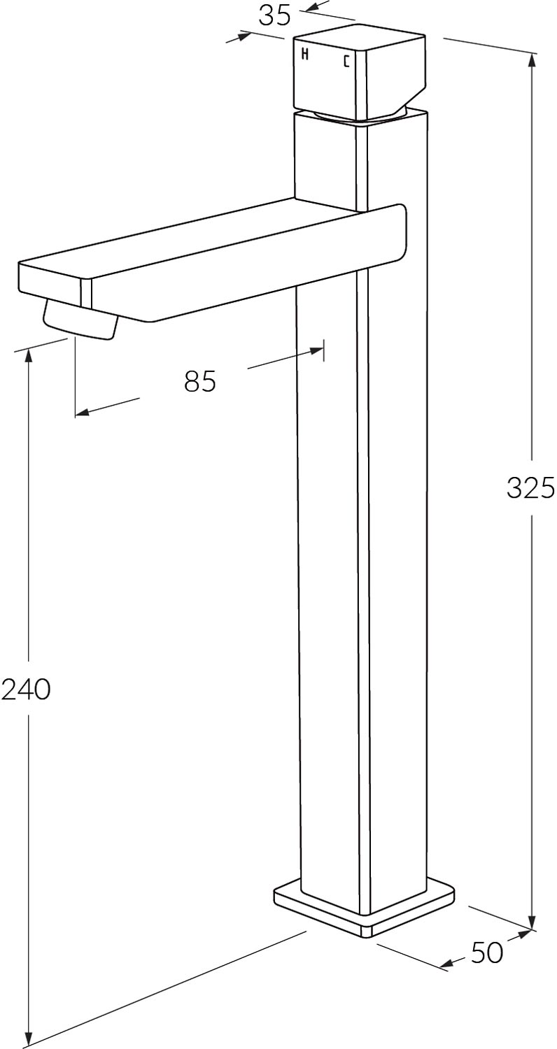 Sussex Suba Extended Basin Mixer 85mm Outlet