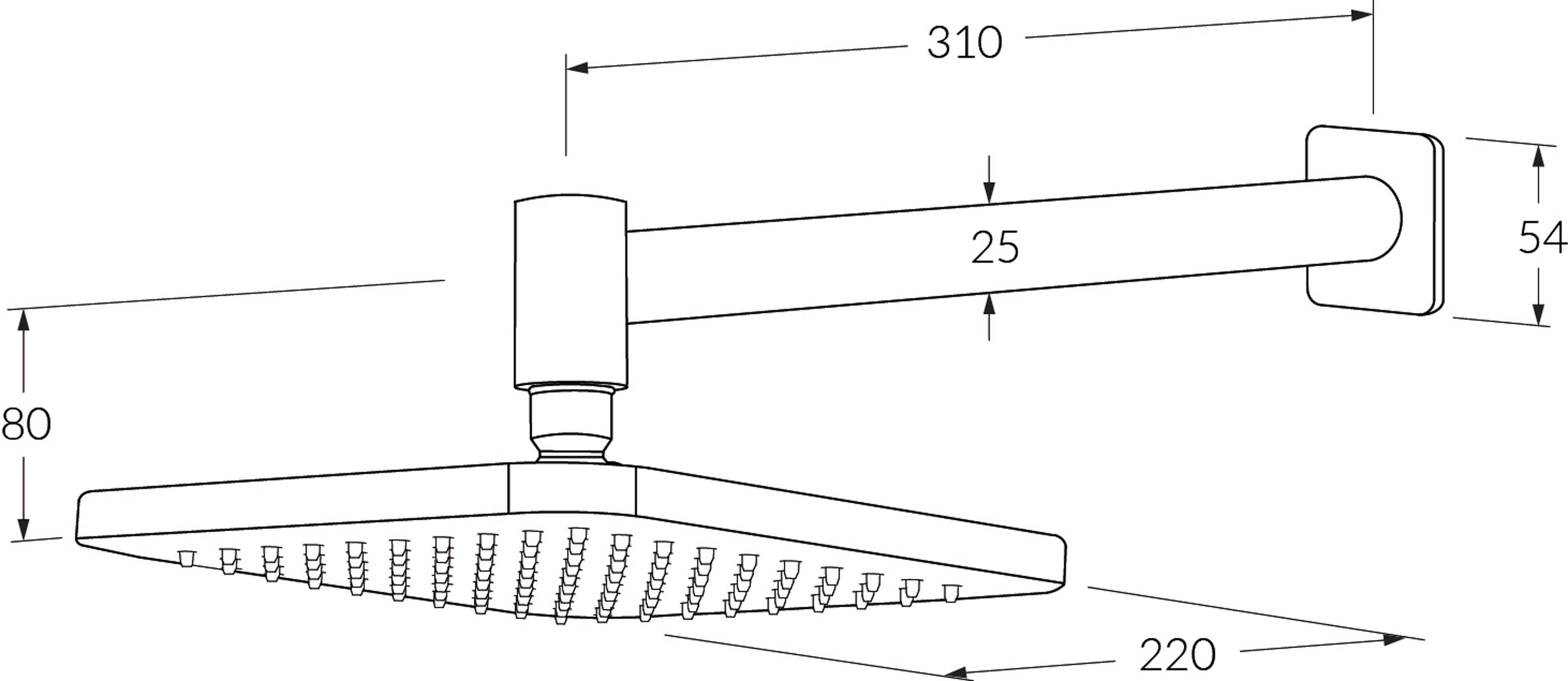 Sussex Suba Horizontal Shower With 220mm Head
