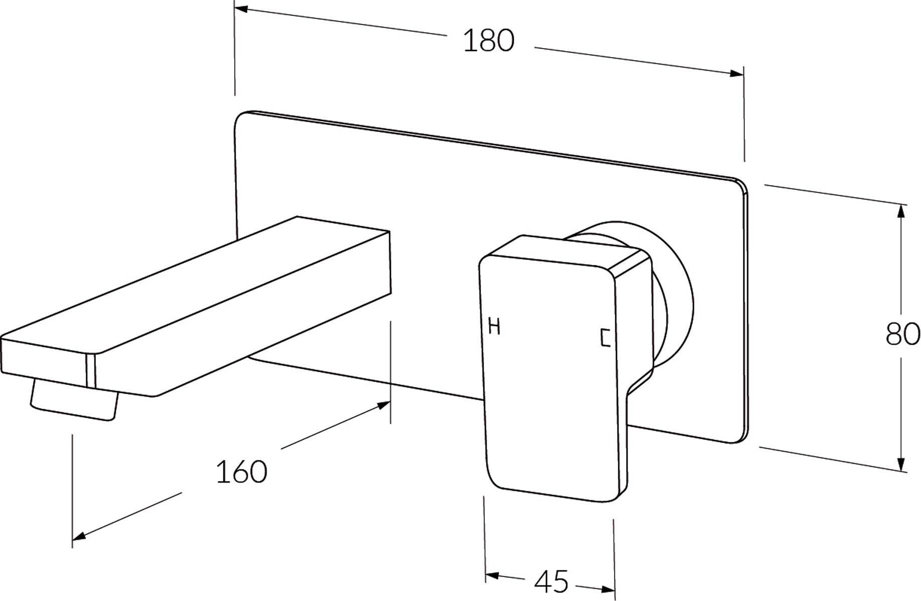 Sussex Suba Lever Wall Basin Mixer Outlet System Rh 160mm