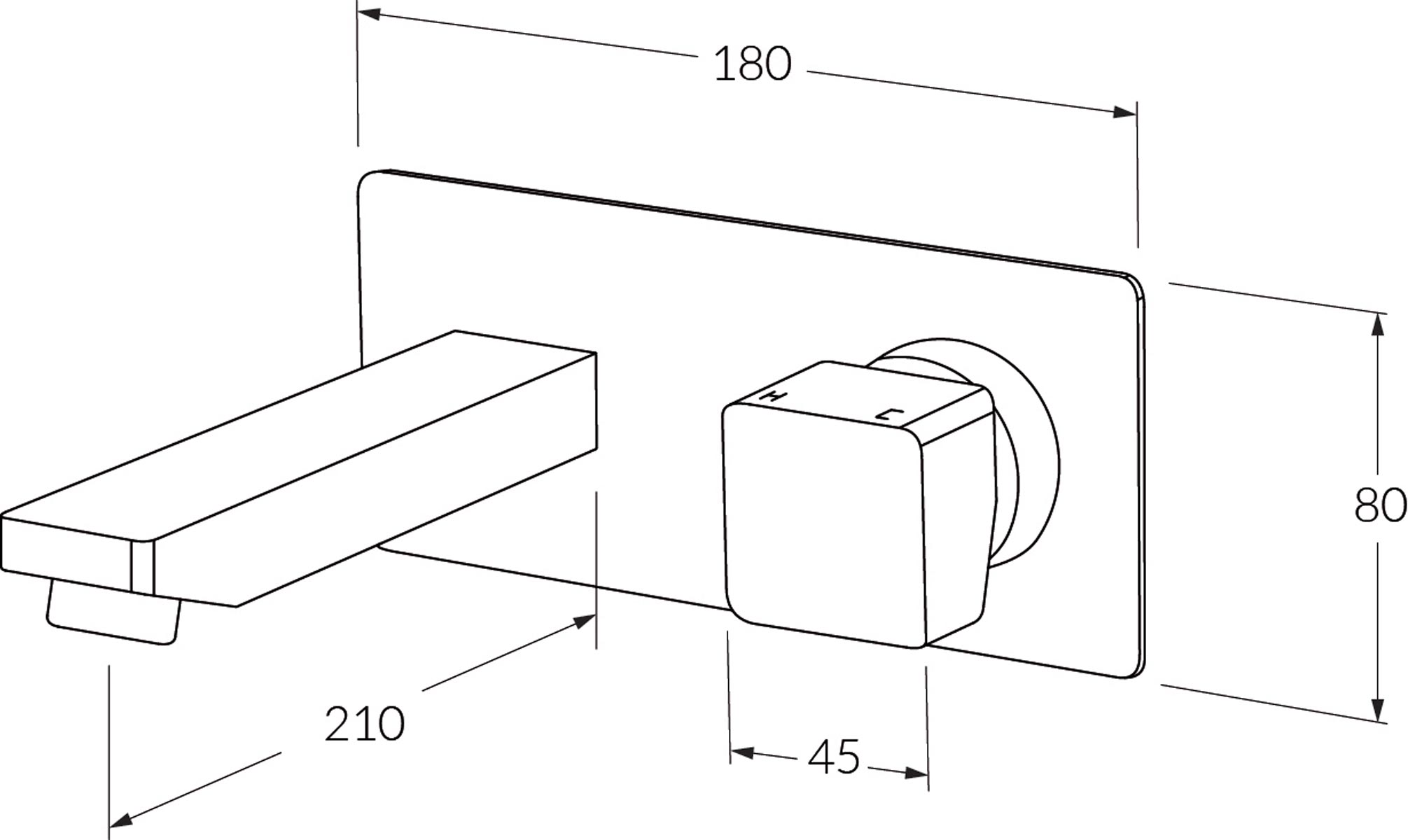 Sussex Suba Wall Bath Mixer Outlet System Rh 210mm Outlet