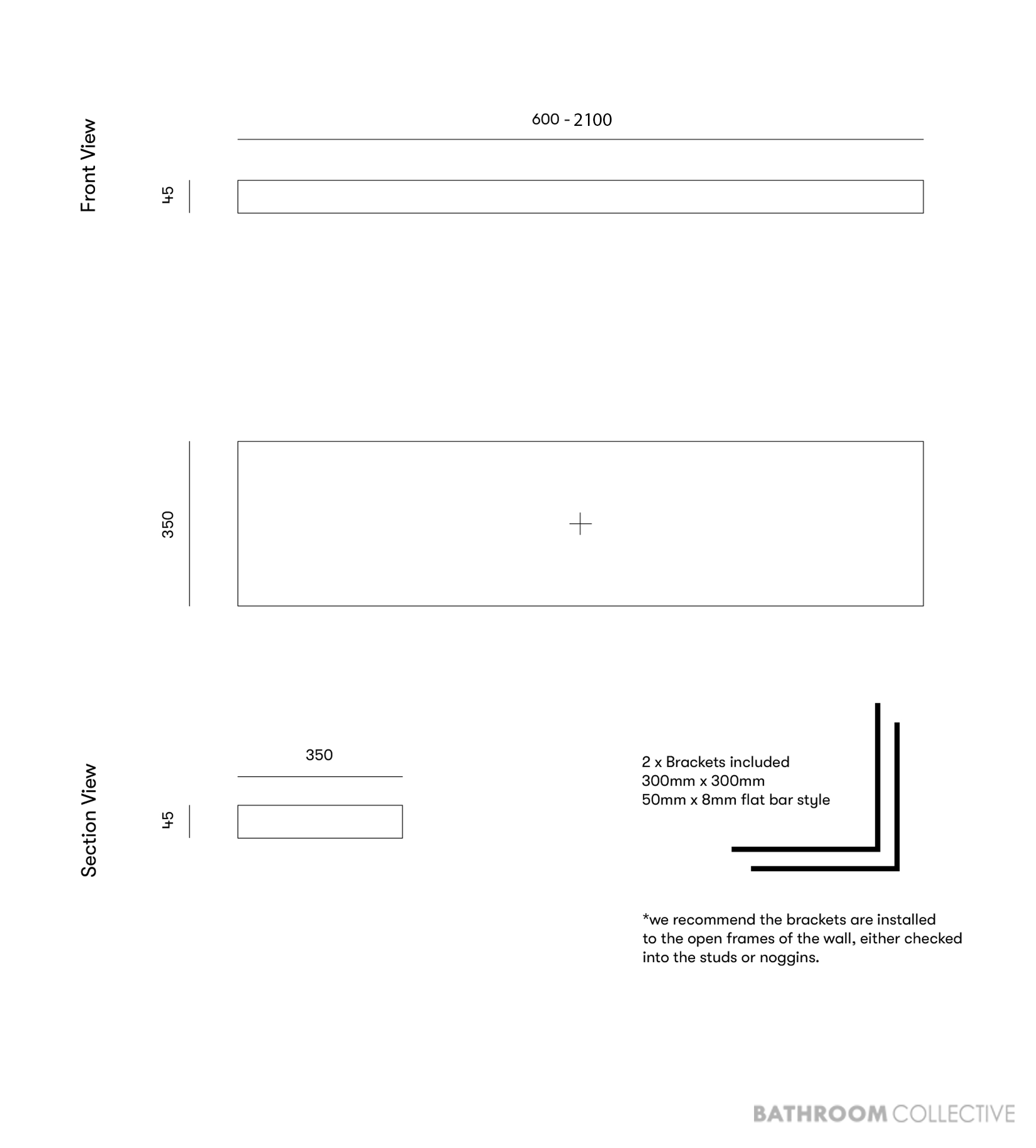 Loughlin Bombo Slim Timber Shelf with Brackets Only