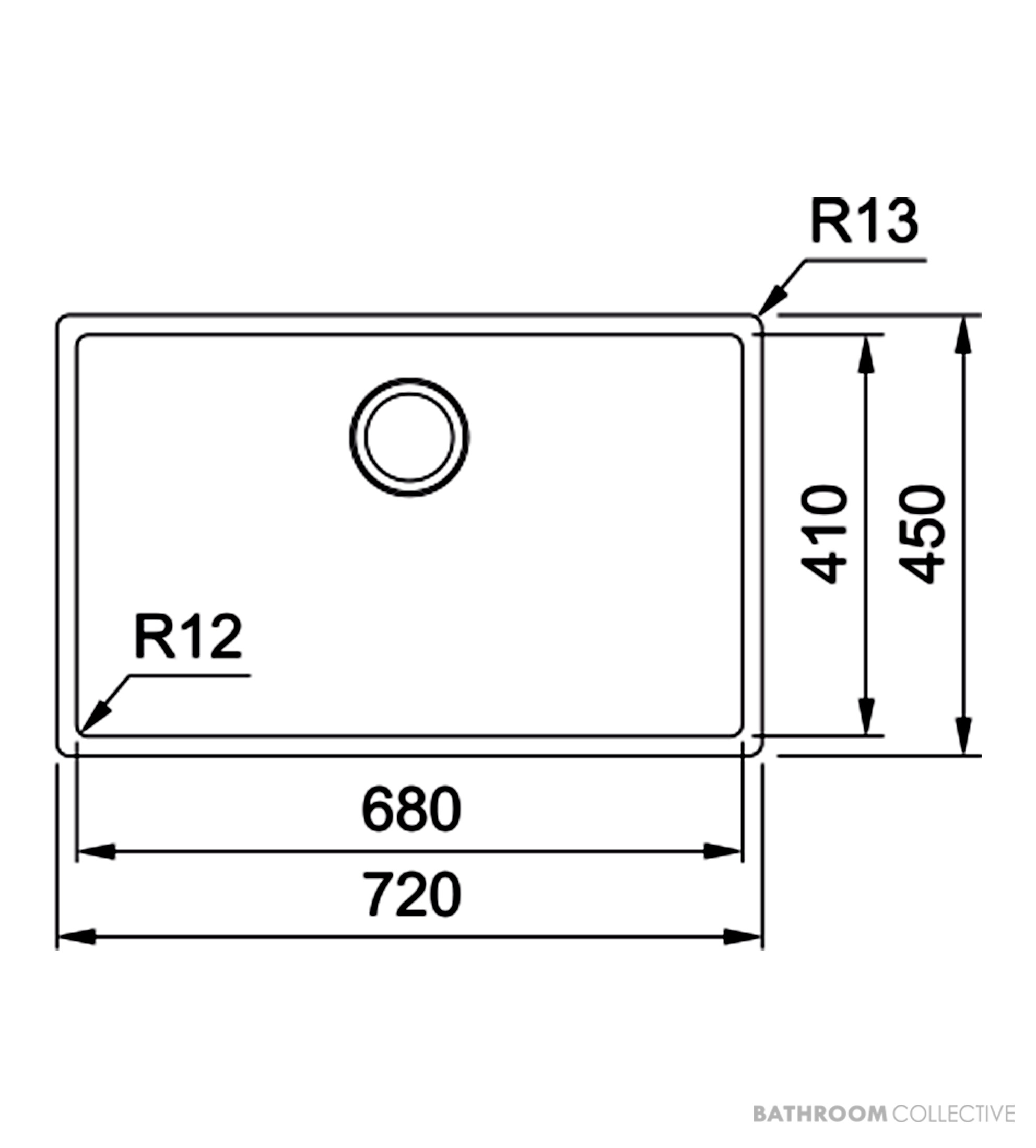 Franke Bolero Top, Flush & Under Mount Single Bowl Sink 720mm, Stainless BOX210-68