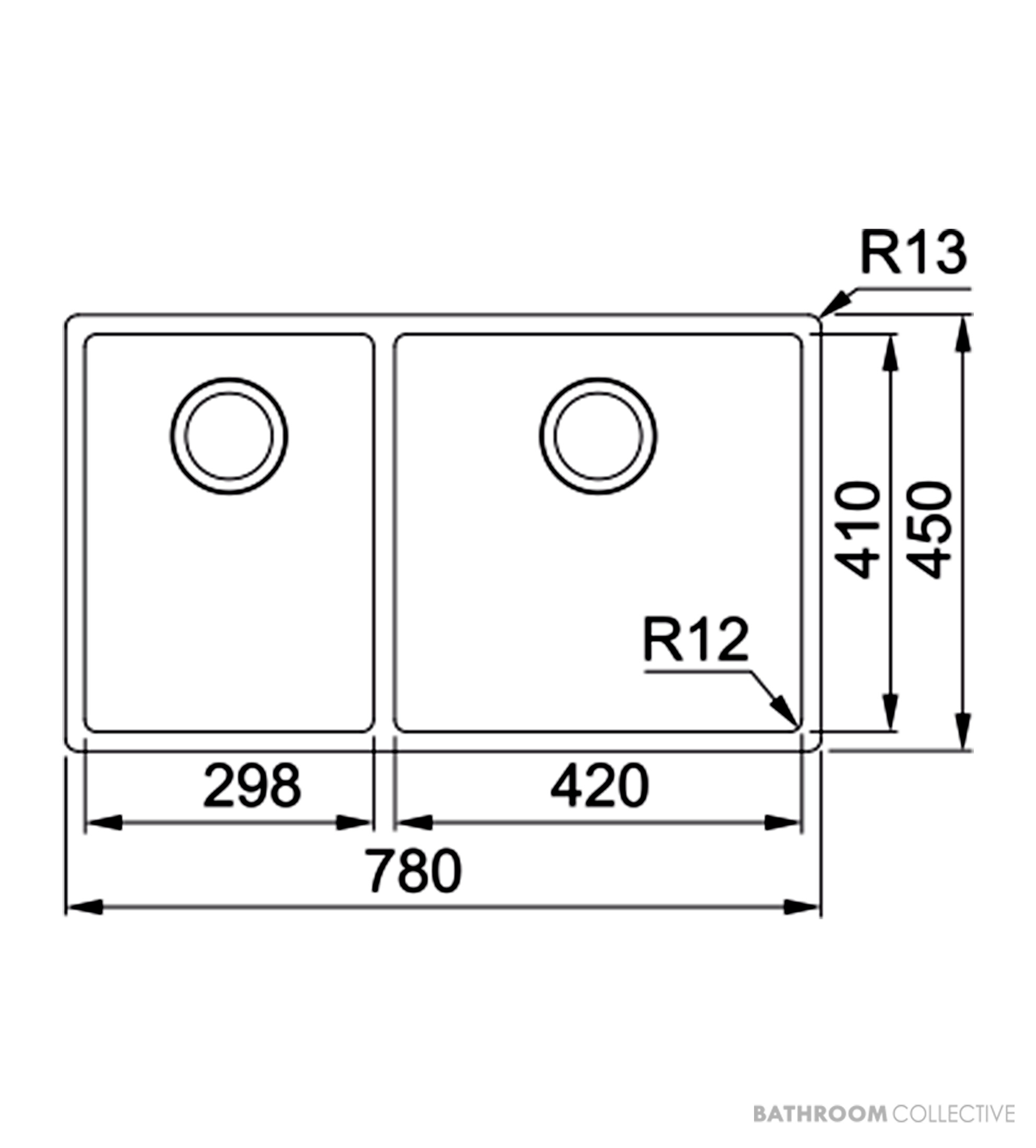 Franke Bolero Top, Flush & Under Mount 1 & 1/2 Double Bowl Sink 780mm, SBL, HOF, RM44, DT360, Stainless BOX220-42/29 SBL