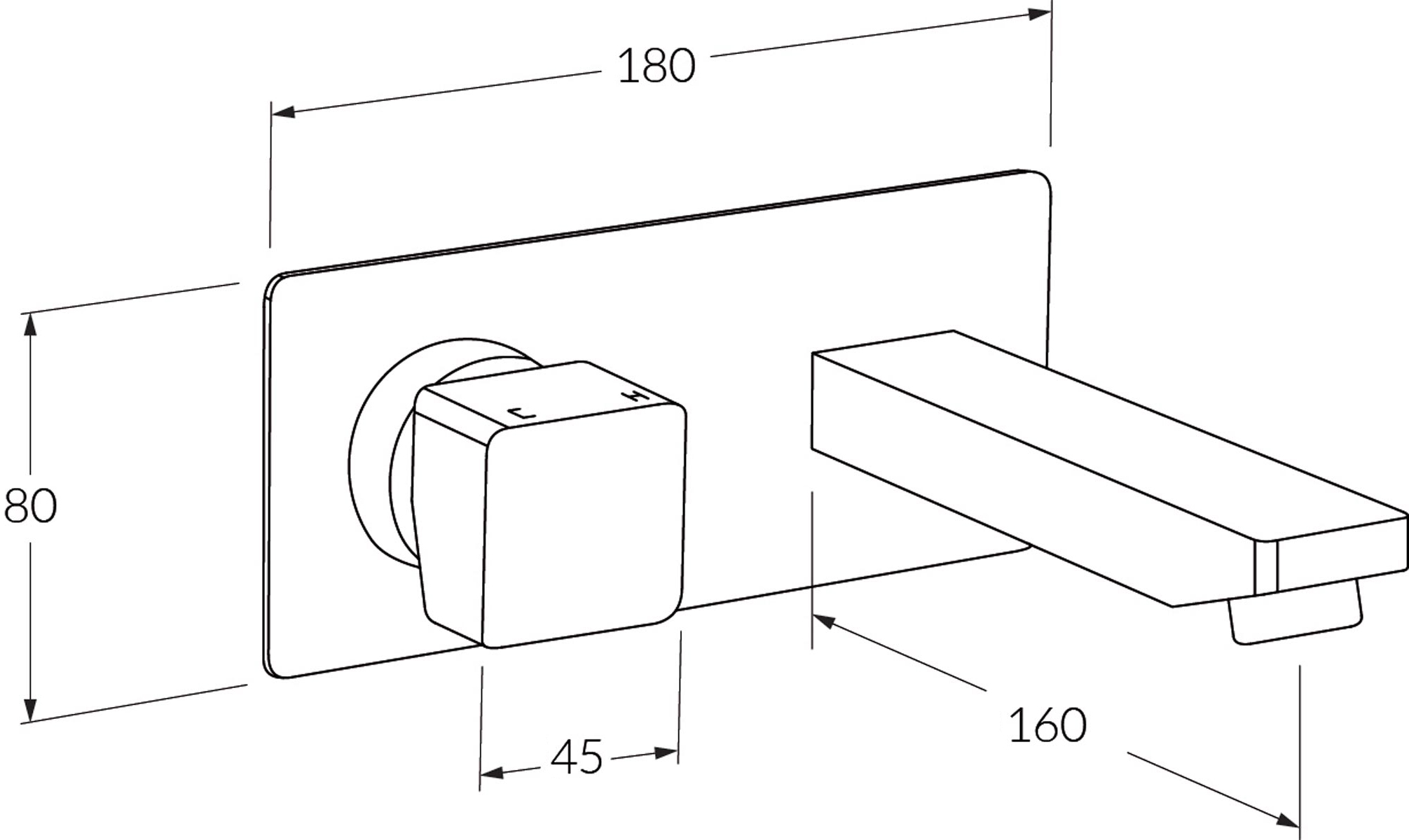 Sussex Suba Wall Basin Mixer Outlet System Lh 160mm