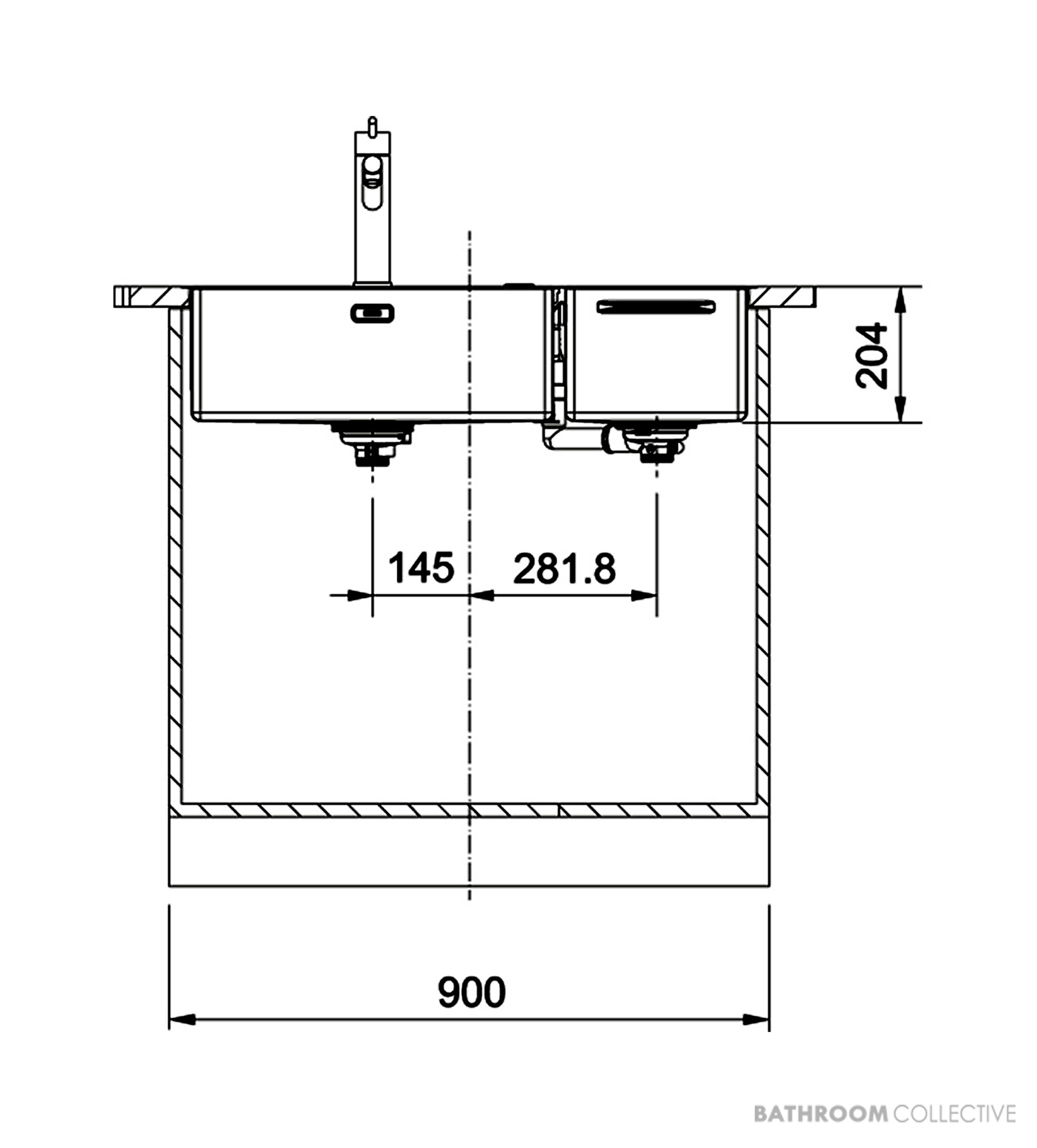 Franke Box Centre Flushmount Double Bowl Sink 860mm, SBR, HOF, Stainless BWX220-54/27 SBR