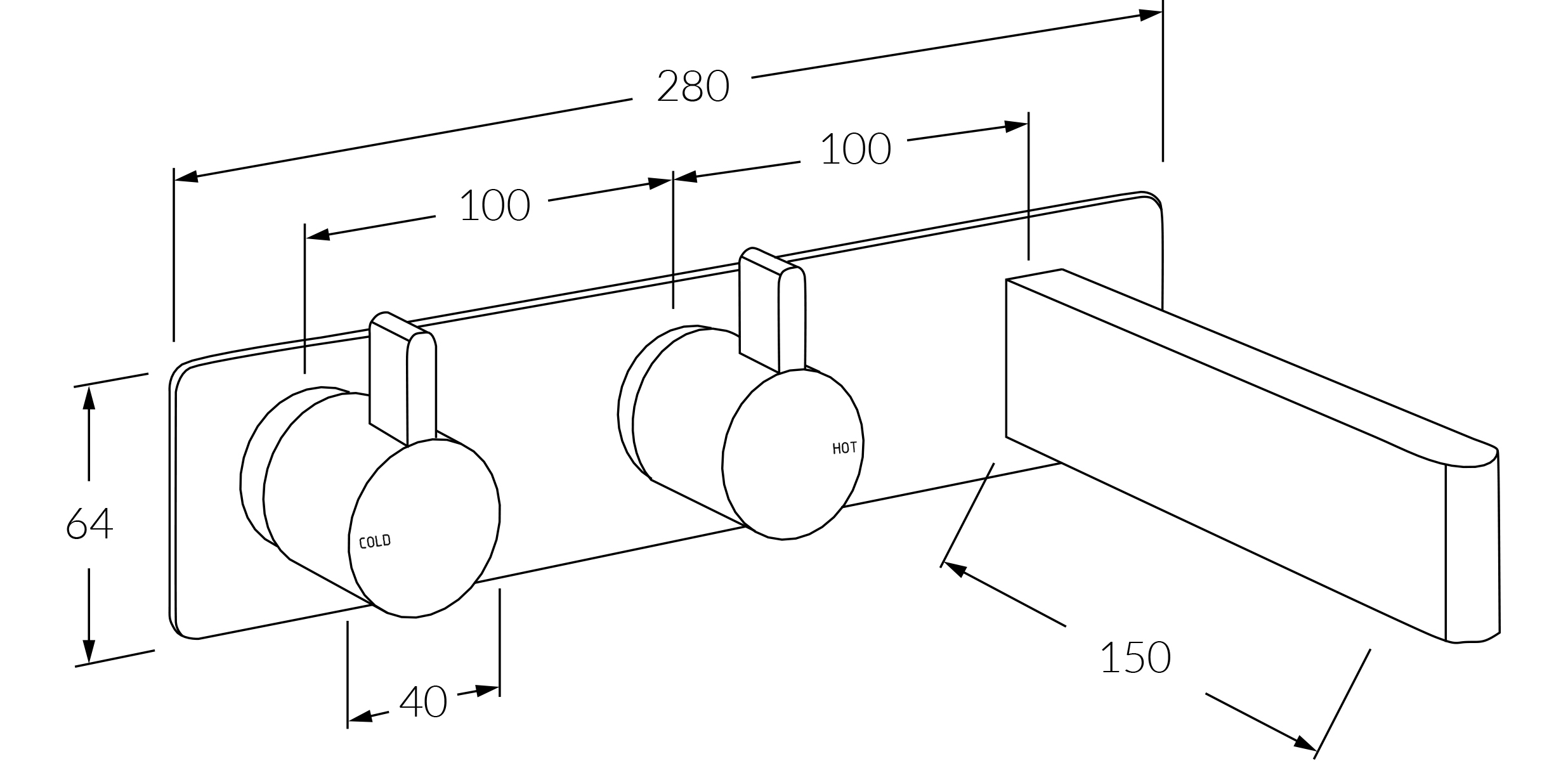 Sussex Calibre Wall Bath Hostess System 150 Lh