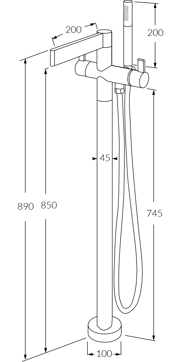 Sussex Calibre Floormount Mixer With Hand Shower