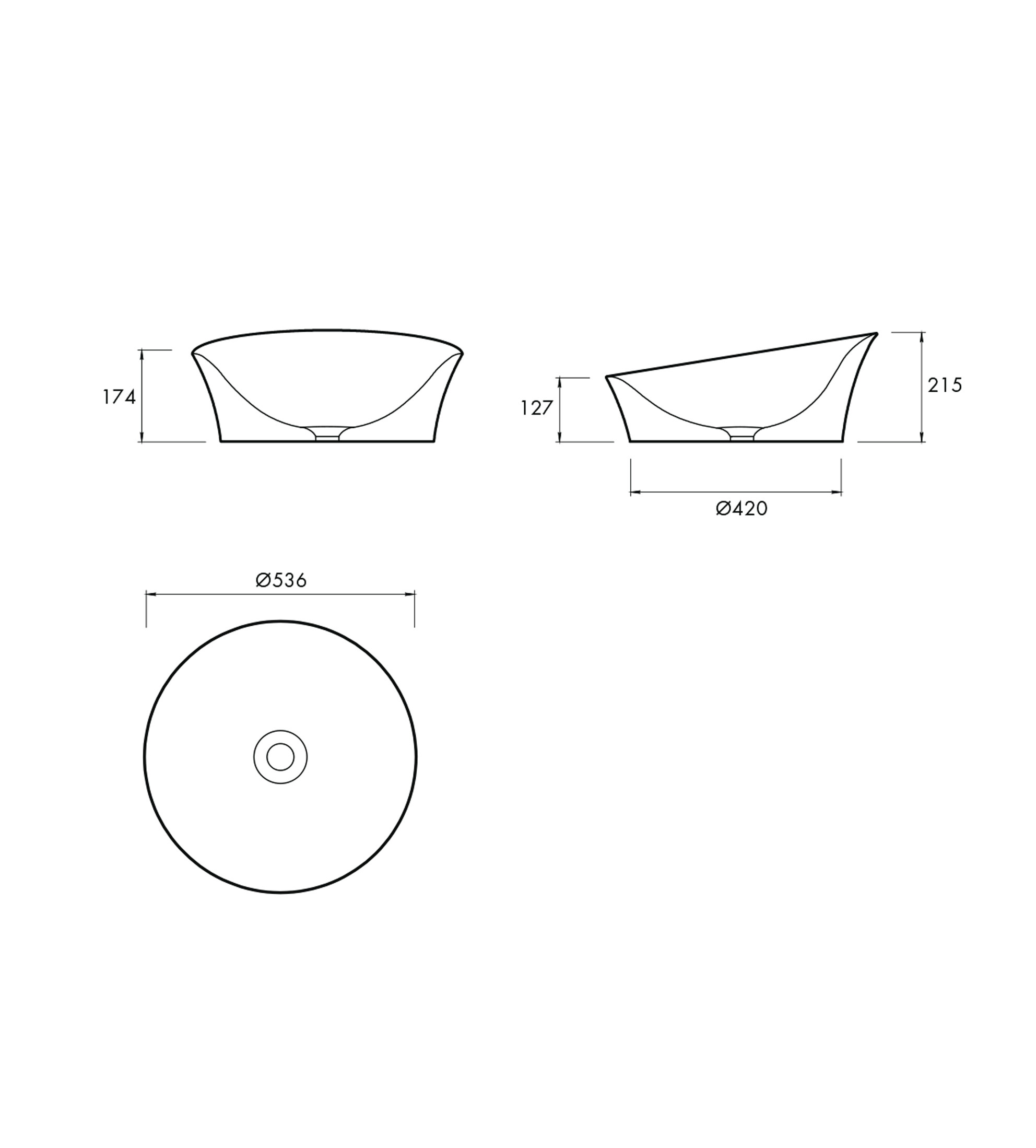 Apaiser Chameleon A-Series 536mm Stone Basin