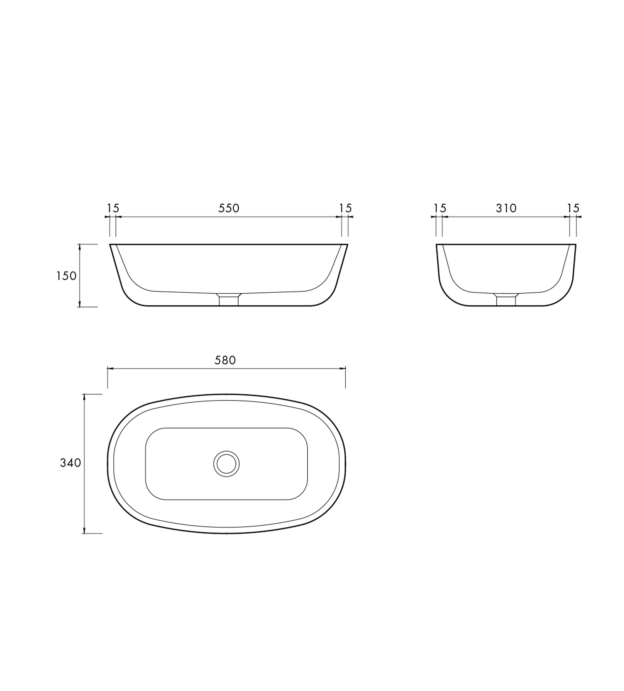 Apaiser Chi 580mm Stone Basin