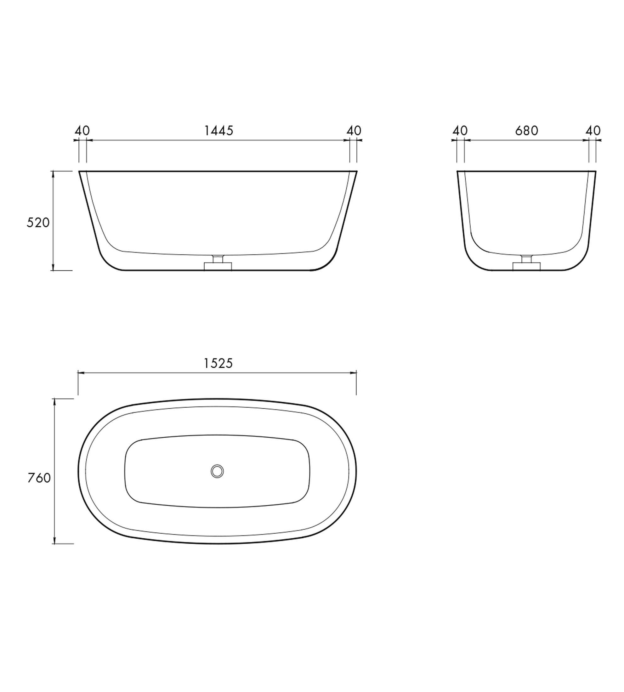 Apaiser Chi 1525mm Stone Freestanding Bath