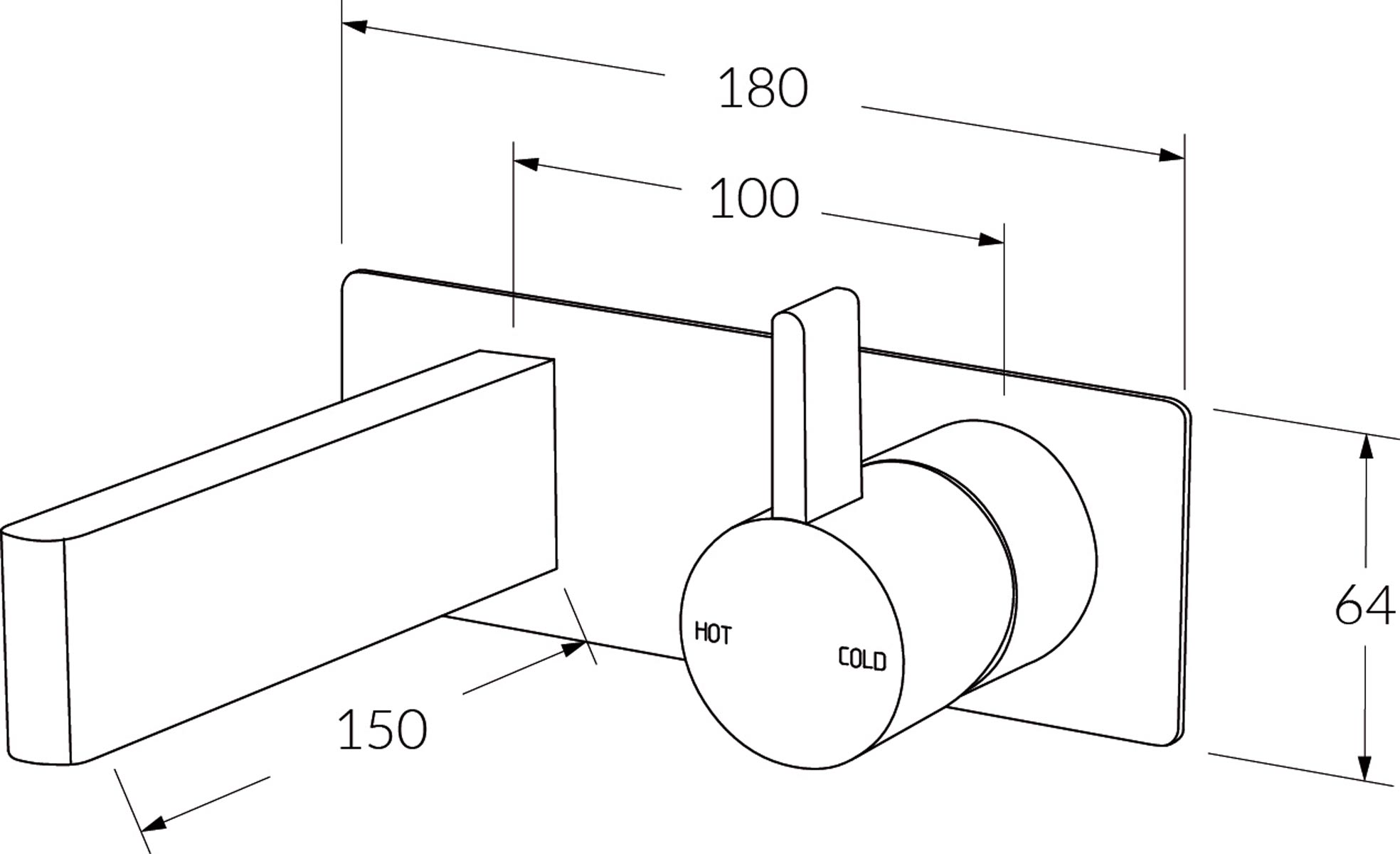 Sussex Calibre Wall Bath Mixer Outlet System 150mm Rh