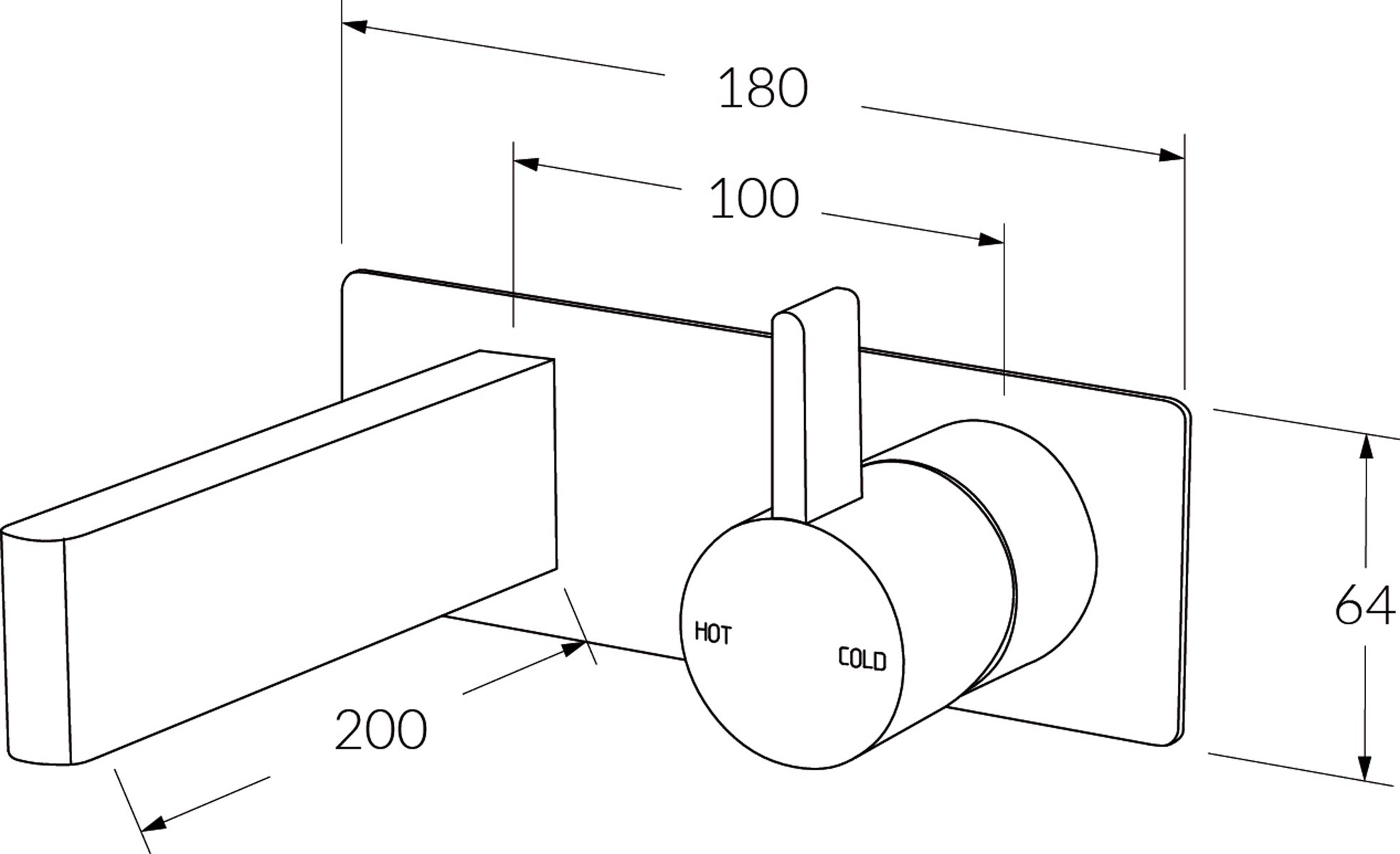 Sussex Calibre Wall Basin Mixer Outlet System 200mm Rh
