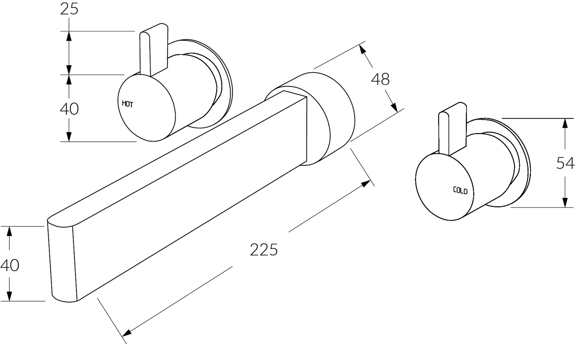 Sussex Calibre Wall Basin Set 225mm