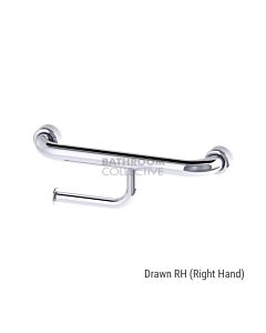 Conserv - Hygienic Seal Grab Rail & Toilet Roll Holder 300mm Right Hand POLISHED