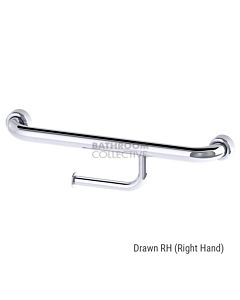 Conserv - Hygienic Seal Grab Rail & Toilet Roll Holder 450mm Right Hand POLISHED