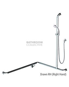 Conserv - Kit 5 Commercial 760x1000x1100mm Right Hand Grab Rail Shower System SATIN