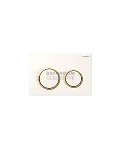 Geberit - Kappa21 Mechanical Dual Flush Button/Access Plate White/Gold Trim