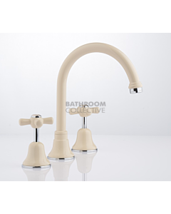 Faucet Strommen - Cascade Sink Set Cross, Vanitee, Jumper Valve Almond + CHROME 30181-41