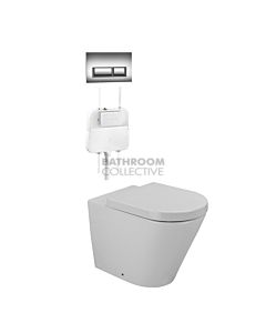Gallaria - Tropical Toilet Floor Pan Cistern & QUBO CHROME Button Package (P & S Trap 80-140mm)