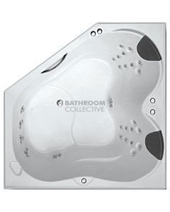 Broadway - Karmen 1400mm Tile Trim Acrylic Spa, 28 Jets with Electronic Touch Pad WHITE