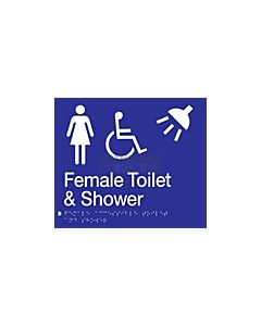 Emroware - Braille Sign Female Accessible Toilet & Shower 210mm x 180mm