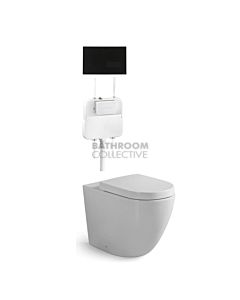 Gallaria - Danza Toilet Floor Pan Standard Seat, Cistern & ENERO BLACK Button Package (P & S Trap 80-140mm)