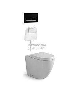Gallaria - Danza Toilet Floor Pan Standard Seat, Cistern & QUBO BLACK Button Package (P & S Trap 80-140mm)