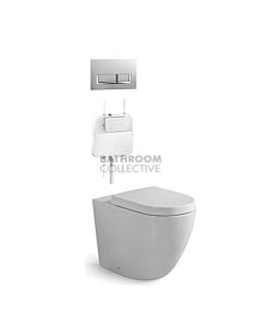 Gallaria - Danza Toilet Floor Pan Standard Seat, Cistern & QUBO WHITE Button Package (P & S Trap 80-140mm)