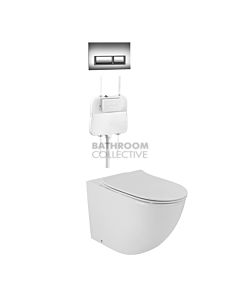 Gallaria - Danza Toilet Floor Pan Thin Seat Cistern & QUBO CHROME Button Package (P & S Trap 80-140mm)
