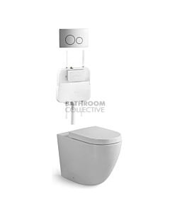 Gallaria - Danza Toilet Floor Pan Standard Seat, Cistern & CIRCO STEEL Button Package (P & S Trap 80-140mm)