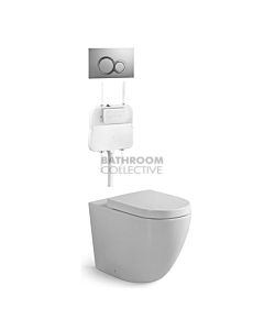 Gallaria - Danza Toilet Floor Pan Standard Seat, Cistern & VOLE CHROME Button Package (P & S Trap 80-140mm)